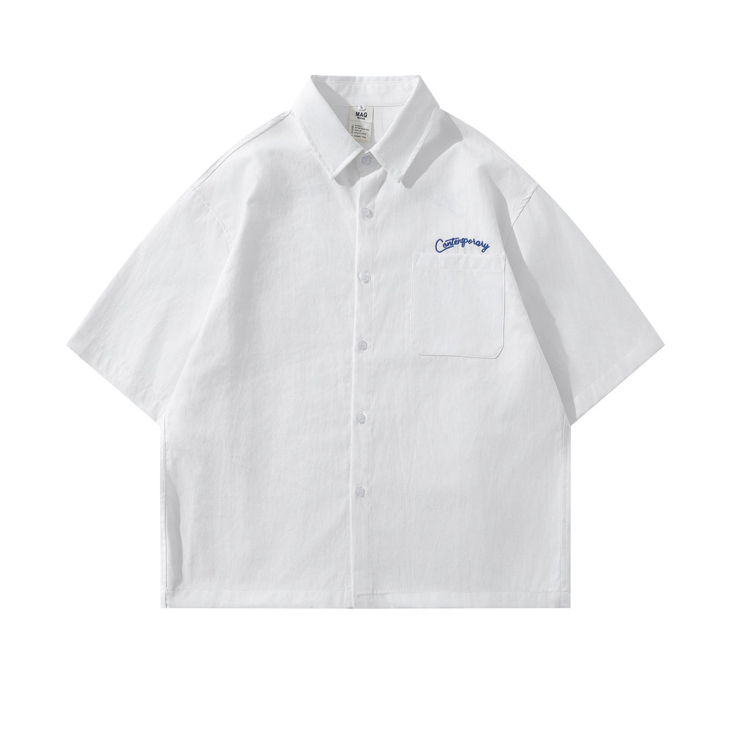 Minimally embroidered shirt T-shirt