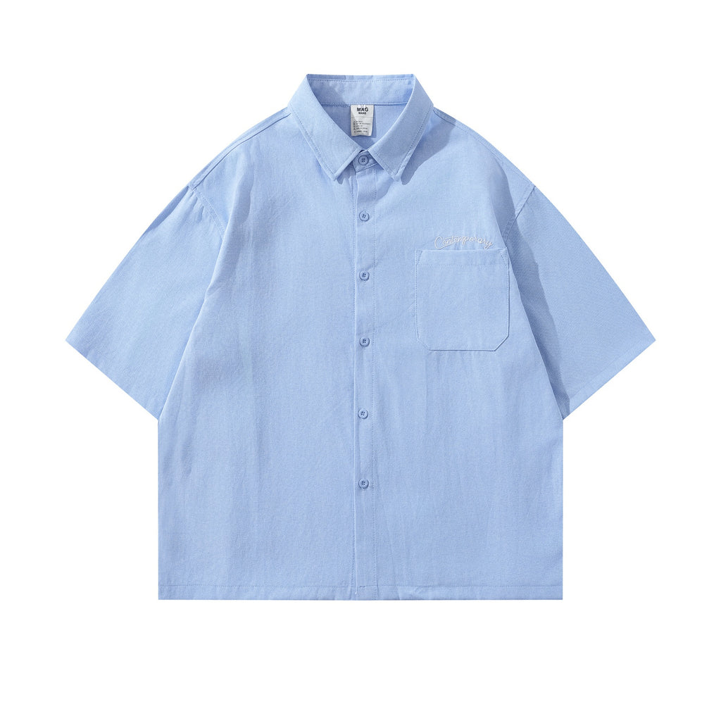 Minimally embroidered shirt T-shirt